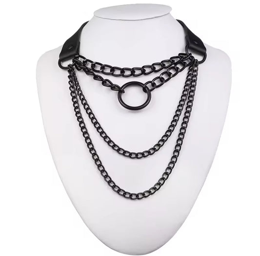 Choker chaînes noires